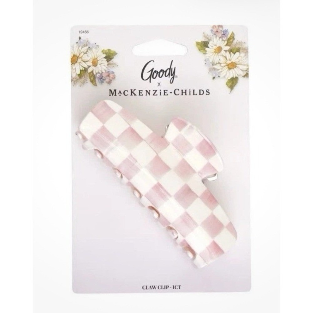 Goody x MacKenzie-Childs Pink Checkered Hair Claw Clip Limited Edition 19456 NEW